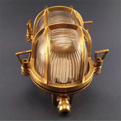 Waterproof light. Brass bulkhead oval outdoor. Nautical marine wall lamp