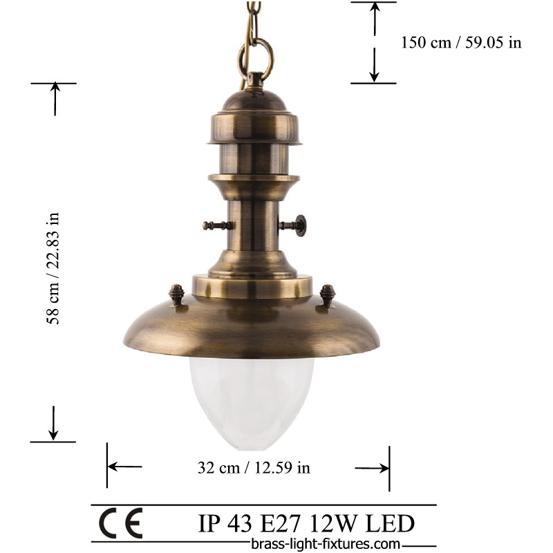Antique Brass Pendant Lighting, Vintage Brass Hanging Light Fixture