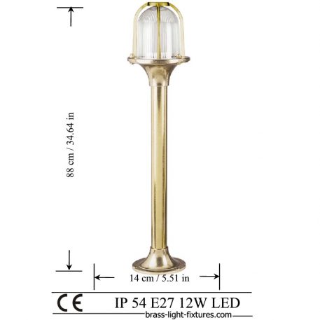 Modern outdoor bollard lights. Made of Brass in brass finish