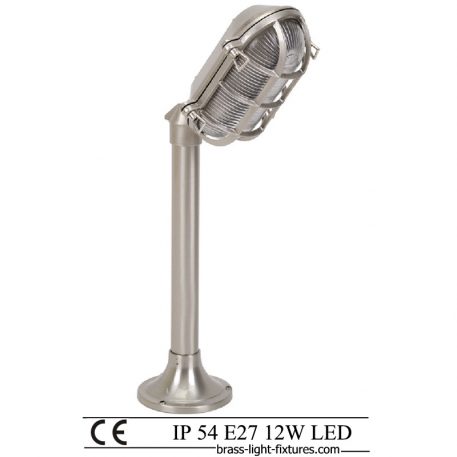 Exterior Column Lighting. Outdoor column light fixtures. Made of Brass in nickel mat finish.