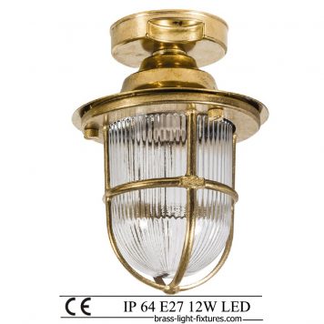 Nautical Ceiling Light. Interior - Exterior Single Light. Wall Sconce Outdoor. Made of Brass. Outdoor lighting for coastal environments