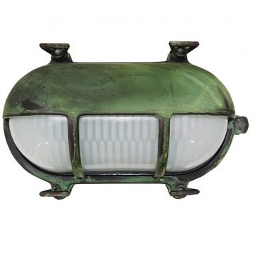 Coastal Style Outdoor Lighting. Made of Brass in aged, patina finish.