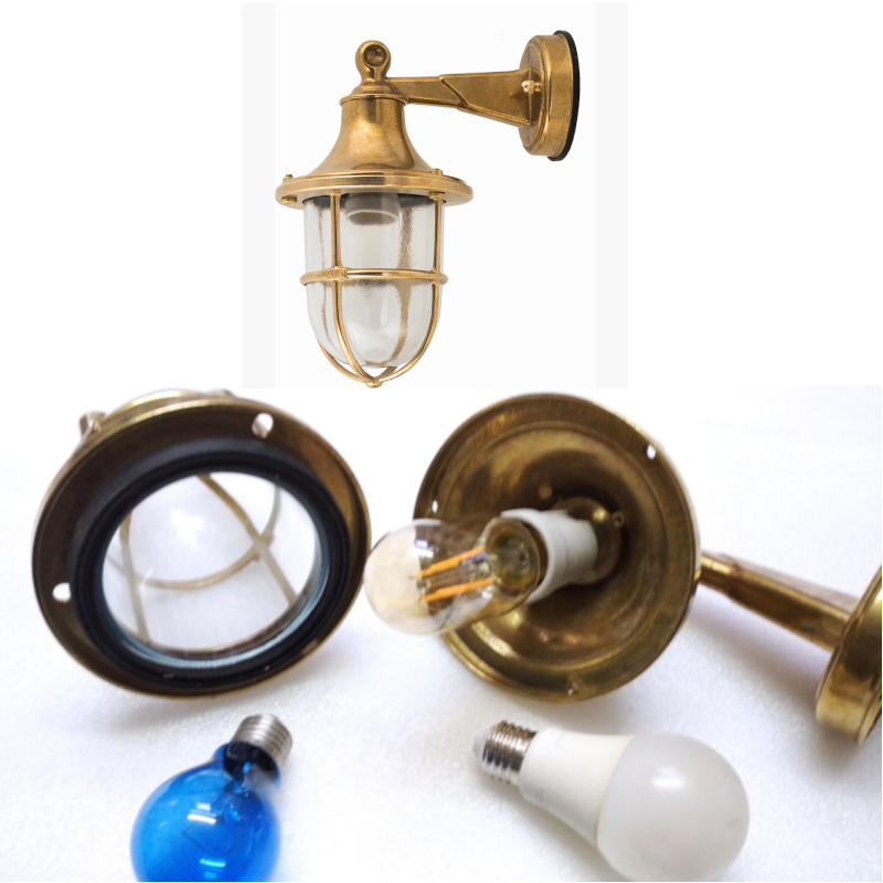 Outdoor brass wall sconce