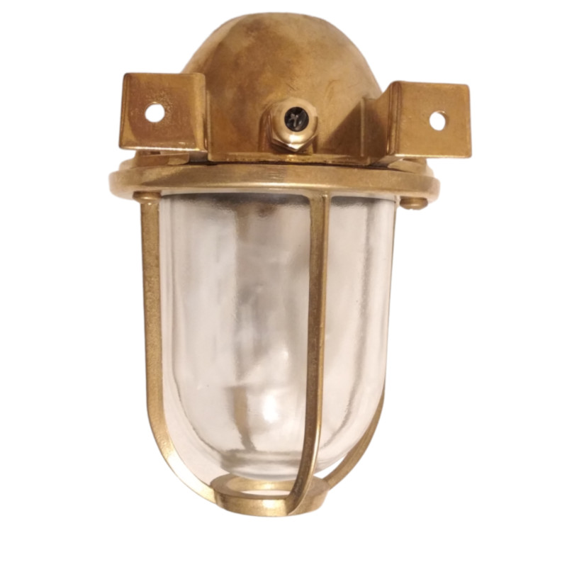 Outside Wall Light. Crafted from brass. With thick smooth glass.