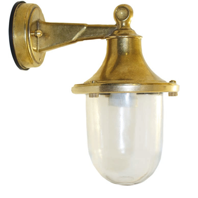 Nautical Style Brass Exterior Wall Light, Crafted from Brass, with thick  smooth glass. ART BR406SCG Brass