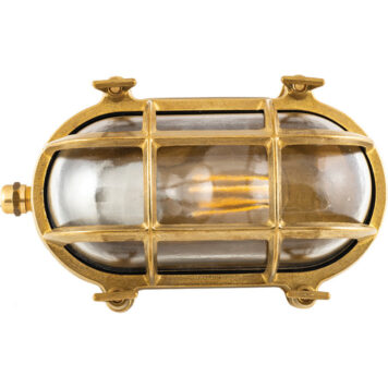 External wall lamp bulkhead in brass